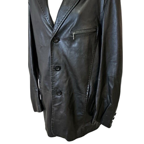 BOD & CHRISTENSEN Black Leather Jacket Blazer Coat Size 38 Men’s Lined Luxury - Picture 4 of 8